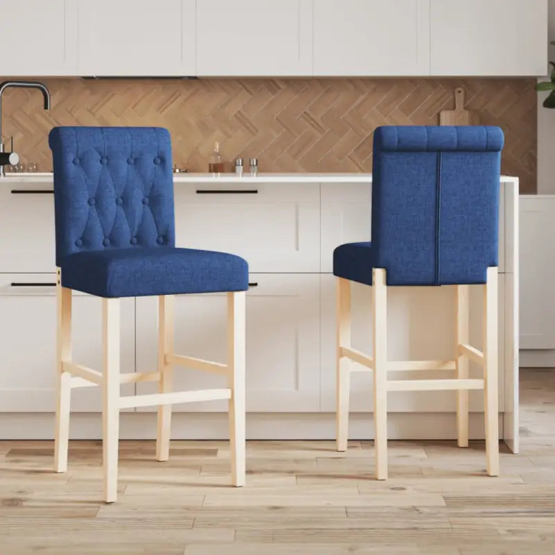 Barkrukken met massief rubberhout en comfortabele rugleuning - Blauw / 1 - Barkrukken