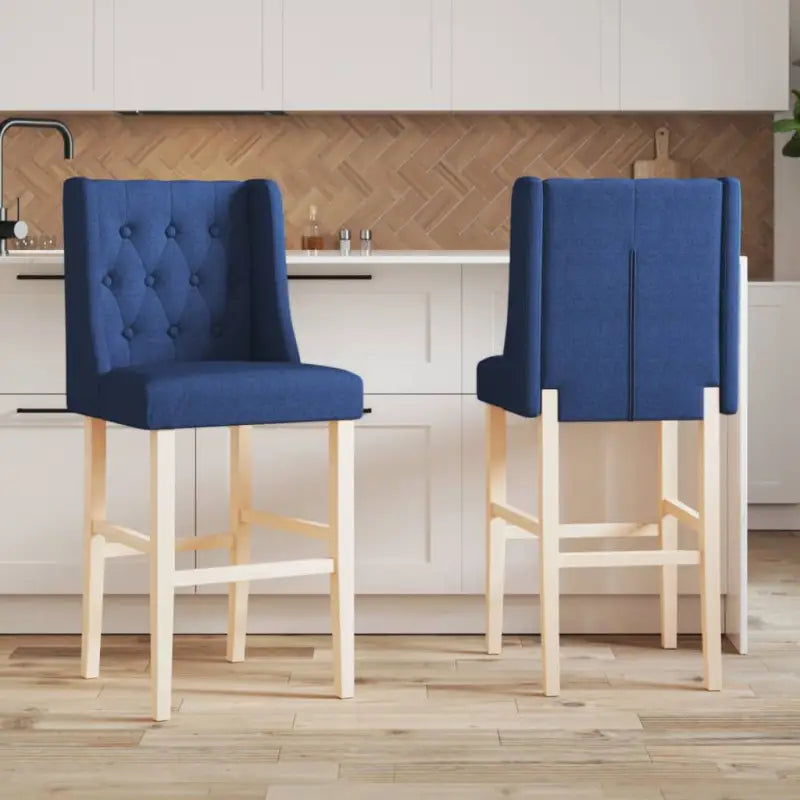 Barkrukken met massief rubberhout en comfortabele rugleuning - Blauw / 1 - Barkrukken