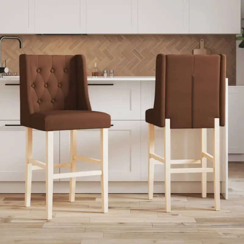 Barkrukken met massief rubberhout en comfortabele rugleuning - Bruin / 1 - Barkrukken
