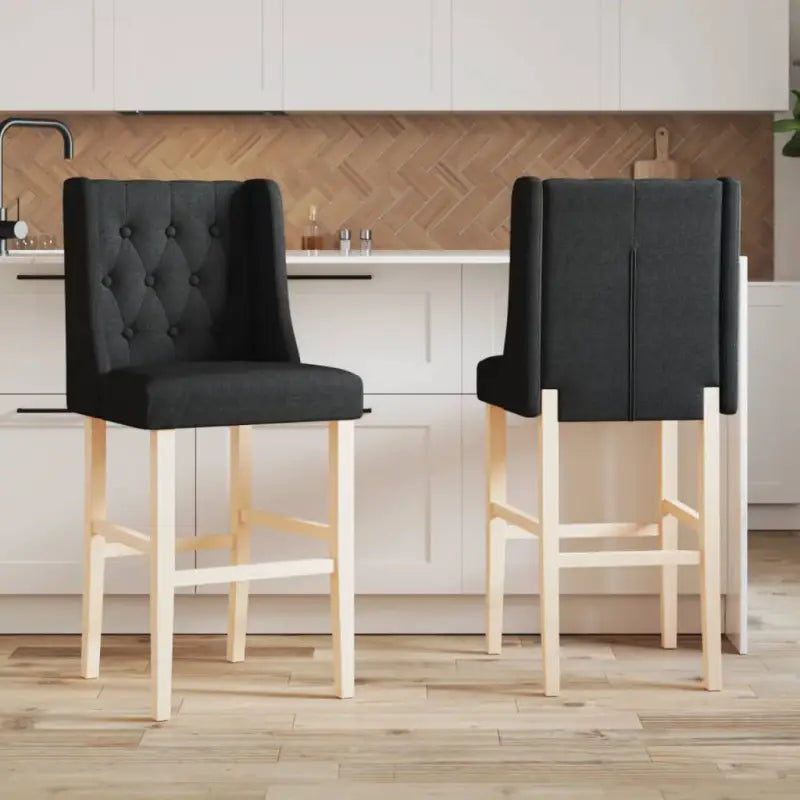 Barkrukken met massief rubberhout en comfortabele rugleuning - Zwart / 1 - Barkrukken