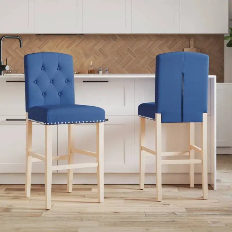 Barkrukken met massief rubberhout en zachte rugleuning - Blauw / 1 - Barkrukken