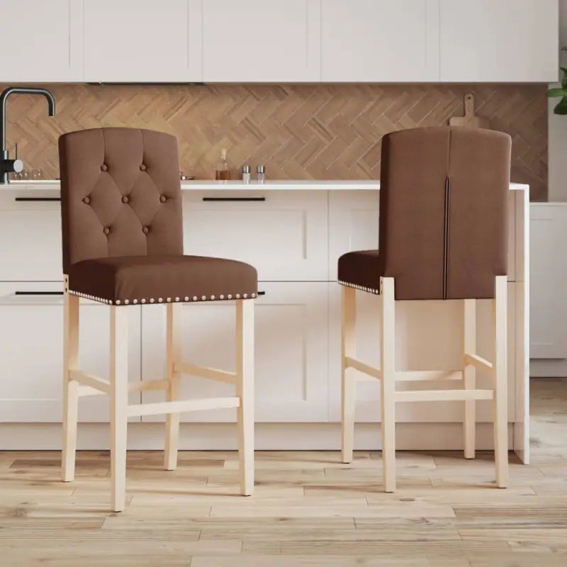 Barkrukken met massief rubberhout en zachte rugleuning - Bruin / 1 - Barkrukken
