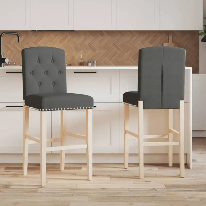 Barkrukken met massief rubberhout en zachte rugleuning - Donkergrijs / 1 - Barkrukken