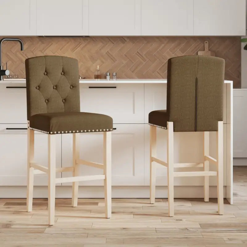Barkrukken met massief rubberhout en zachte rugleuning - Taupe / 1 - Barkrukken