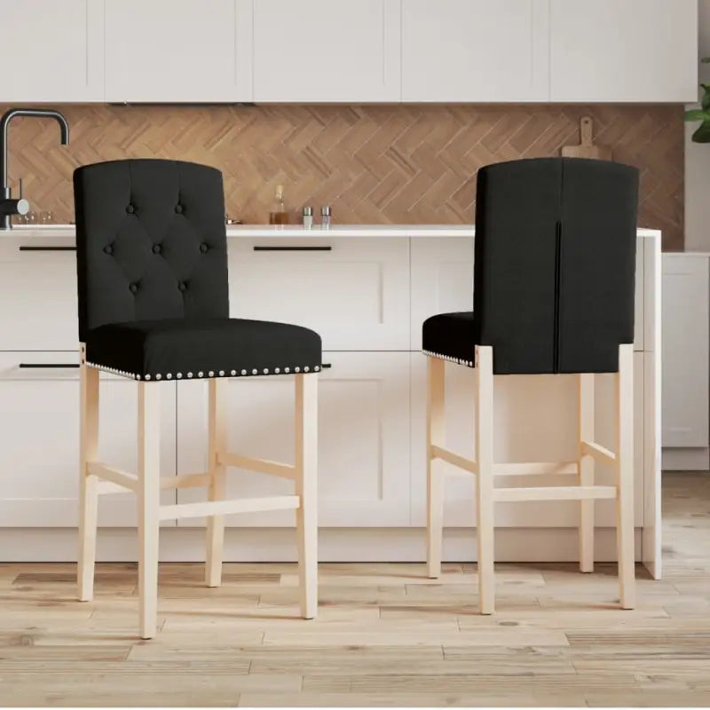 Barkrukken met massief rubberhout en zachte rugleuning - Zwart / 1 - Barkrukken