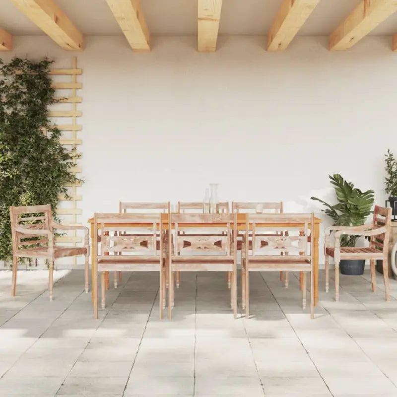 Batavia stoelen van fijn geschuurd teakhout voor in tuin of terras - Lichtbruin / 8 - Tuinstoelen