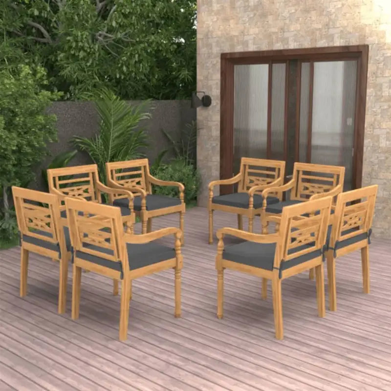 Batavia stoelen van fijn geschuurd teakhout voor in tuin of terras - Donkergrijs / 8 - Tuinstoelen
