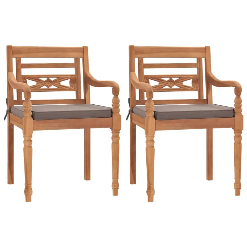 Batavia stoelen van fijn geschuurd teakhout voor in tuin of terras - Donkergrijs / 2 - Tuinstoelen