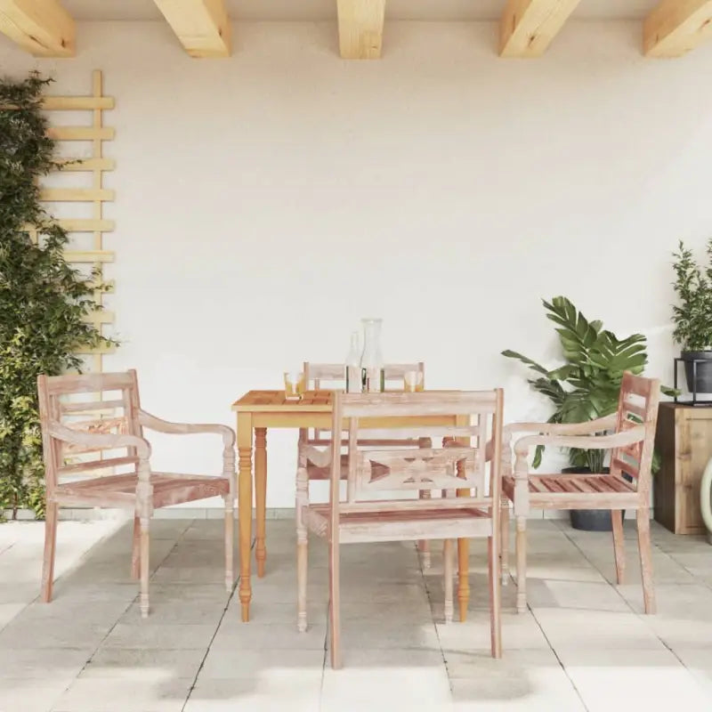 Batavia stoelen van fijn geschuurd teakhout voor in tuin of terras - Lichtbruin / 4 - Tuinstoelen