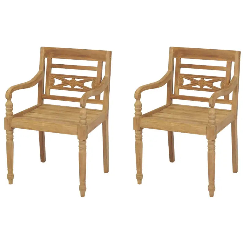 Batavia stoelen van fijn geschuurd teakhout voor in tuin of terras - Bruin / 2 - Tuinstoelen