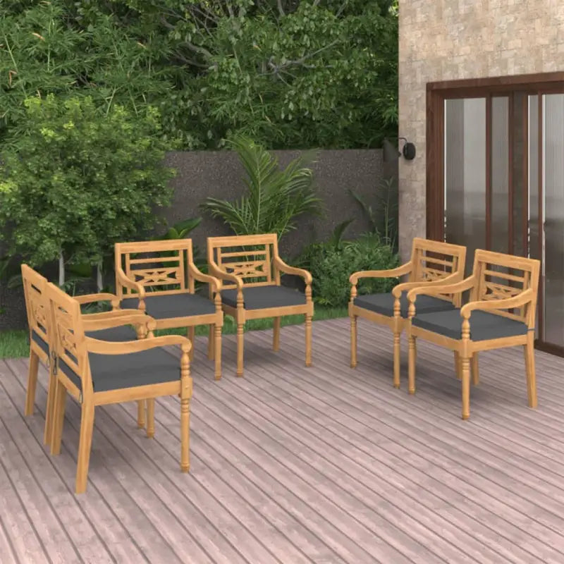 Batavia stoelen van fijn geschuurd teakhout voor in tuin of terras - Donkergrijs / 6 - Tuinstoelen