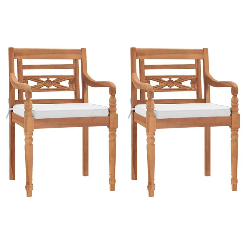 Batavia stoelen van fijn geschuurd teakhout voor in tuin of terras - Wit / 2 - Tuinstoelen