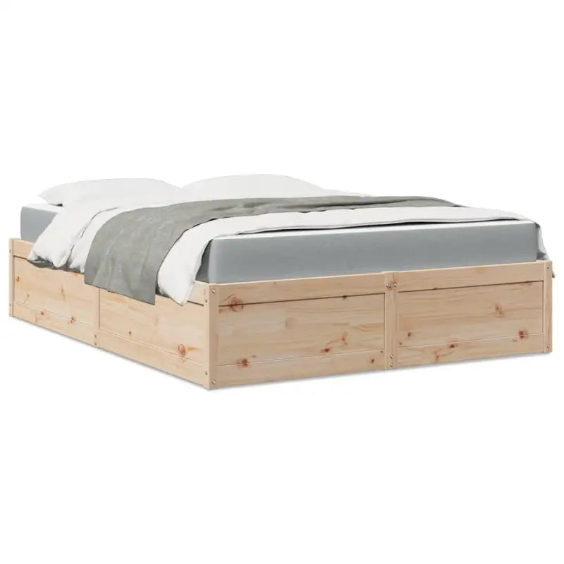 Bed met massief grenenhout met tijdloos en praktisch ontwerp - Naturel / 140 x 200 cm - Bedden & bedframes
