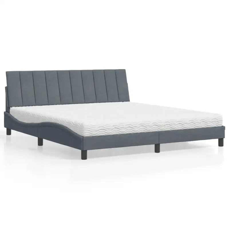 Bed met multiplex lattenbodem en 22d PU-schuim in blauw materiaal - Donkergrijs / 180 x 200 cm - Bedden & bedframes