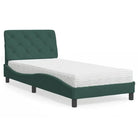 Bed met multiplex lattenbodem en 22d PU-schuim in blauw materiaal - Donkergroen / 90 x 200 cm - Bedden & bedframes