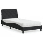 Bed met multiplex lattenbodem en 22d PU-schuim in blauw materiaal - Zwart / 90 x 190 cm - Bedden & bedframes