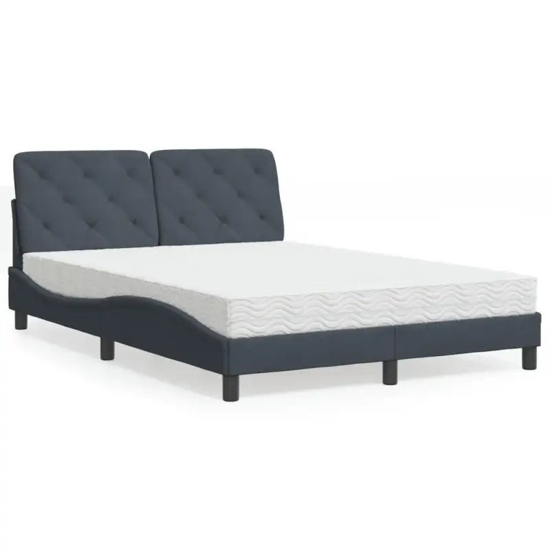 Bed met multiplex lattenbodem en 22d PU-schuim in blauw materiaal - Donkergrijs / 140 x 190 cm - Bedden & bedframes
