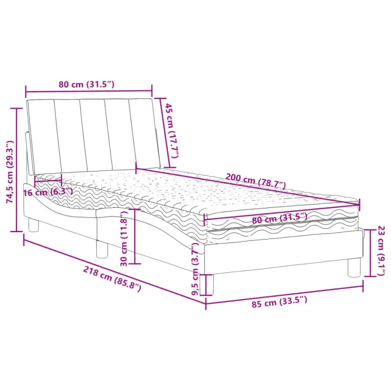 Bed met multiplex lattenbodem en 22d PU-schuim in blauw materiaal - Bedden & bedframes