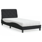 Bed met multiplex lattenbodem en 22d PU-schuim in blauw materiaal - Zwart / 90 x 200 cm - Bedden & bedframes