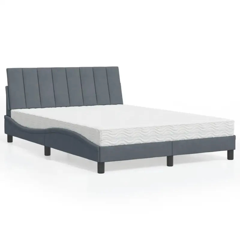 Bed met multiplex lattenbodem en 22d PU-schuim in blauw materiaal - Donkergrijs / 140 x 200 cm - Bedden & bedframes