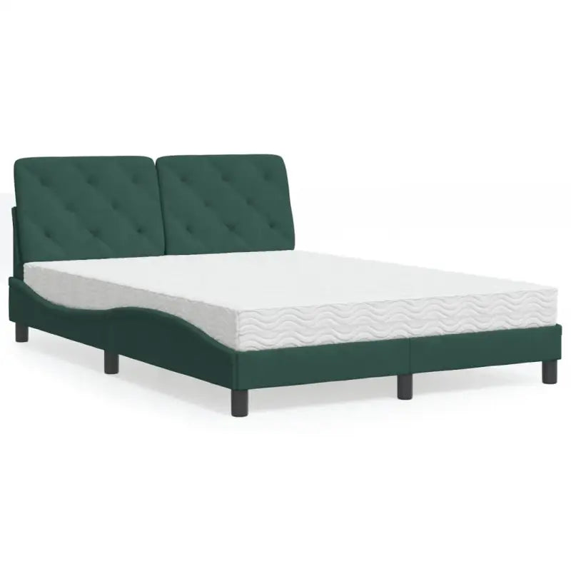 Bed met multiplex lattenbodem en 22d PU-schuim in blauw materiaal - Donkergroen / 140 x 200 cm - Bedden & bedframes