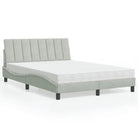 Bed met multiplex lattenbodem en 22d PU-schuim in blauw materiaal - Lichtgrijs / 140 x 190 cm - Bedden & bedframes