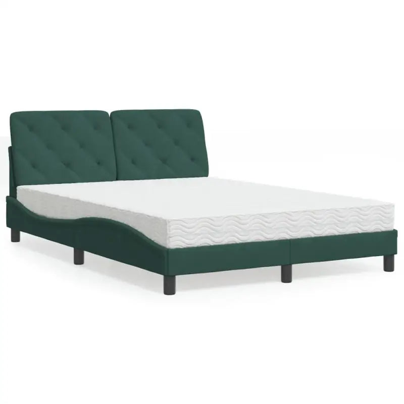 Bed met multiplex lattenbodem en 22d PU-schuim in blauw materiaal - Donkergroen / 140 x 190 cm - Bedden & bedframes