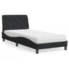 Bed met multiplex lattenbodem en 22d PU-schuim in blauw materiaal - Zwart / 80 x 200 cm - Bedden & bedframes