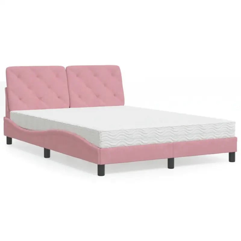 Bed met multiplex lattenbodem en 22d PU-schuim in blauw materiaal - Roze / 140 x 190 cm - Bedden & bedframes