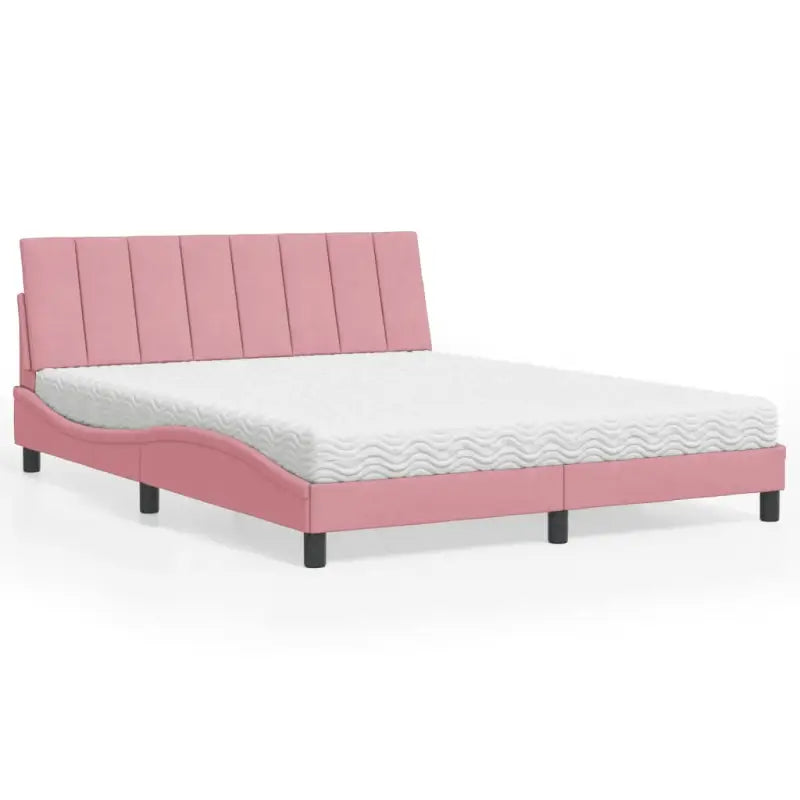 Bed met multiplex lattenbodem en 22d PU-schuim in blauw materiaal - Roze / 160 x 200 cm - Bedden & bedframes