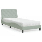 Bed met multiplex lattenbodem en 22d PU-schuim in blauw materiaal - Lichtgrijs / 80 x 200 cm - Bedden & bedframes