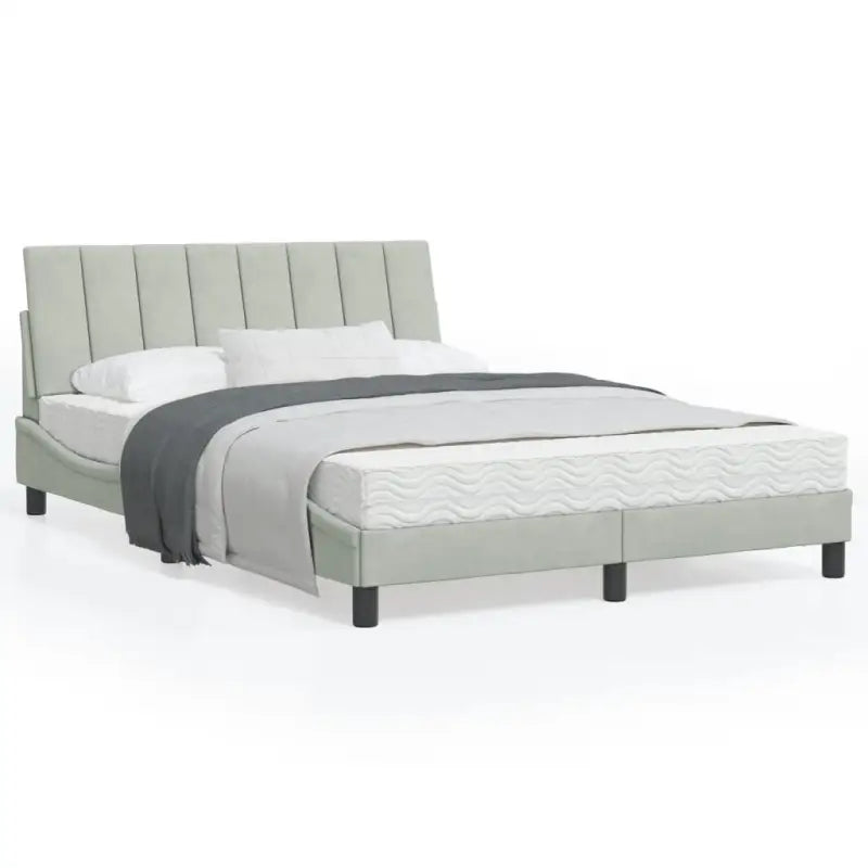 Bed met multiplex lattenbodem en 22d PU-schuim in blauw materiaal - Lichtgrijs / 120 x 200 cm - Bedden & bedframes