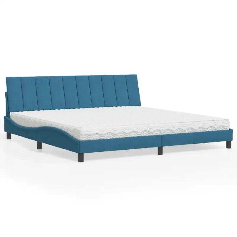Bed met multiplex lattenbodem en 22d PU-schuim in blauw materiaal - Blauw / 200 x 200 cm - Bedden & bedframes