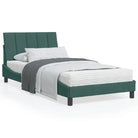 Bed met multiplex lattenbodem en 22d PU-schuim in blauw materiaal - Donkergroen / 100 x 200 cm - Bedden & bedframes