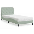 Bed met multiplex lattenbodem en 22d PU-schuim in blauw materiaal - Lichtgrijs / 90 x 200 cm - Bedden & bedframes