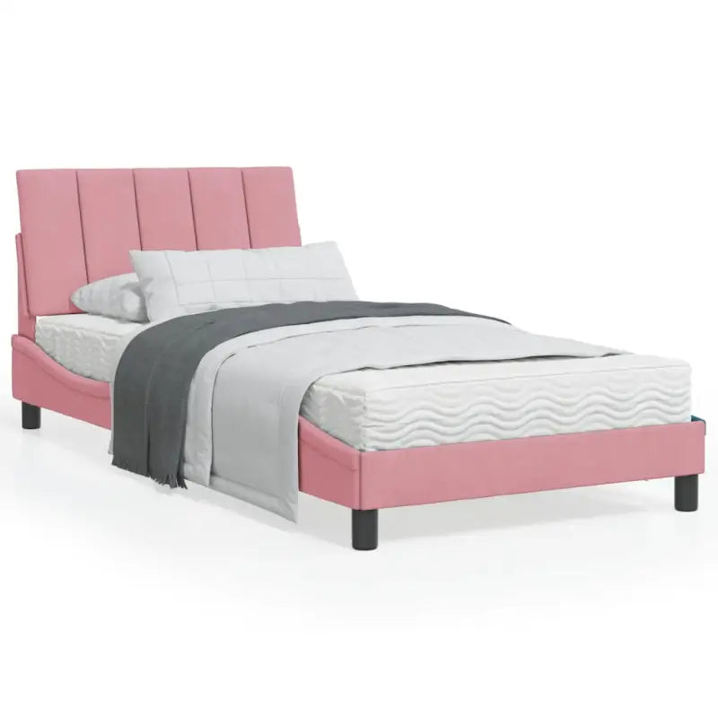 Bed met multiplex lattenbodem en 22d PU-schuim in blauw materiaal - Roze / 100 x 200 cm - Bedden & bedframes