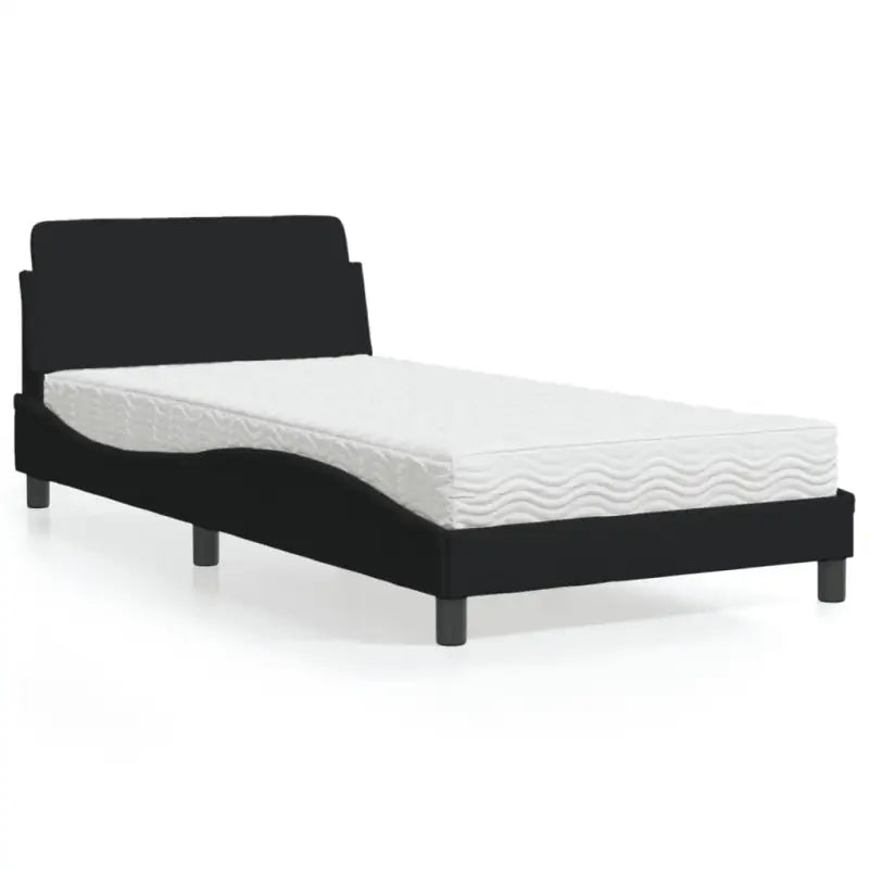 Bed met multiplex lattenbodem en 22D PU-schuim matras voor optimale slaap - Zwart / 100 x 200 cm - Bedden & bedframes