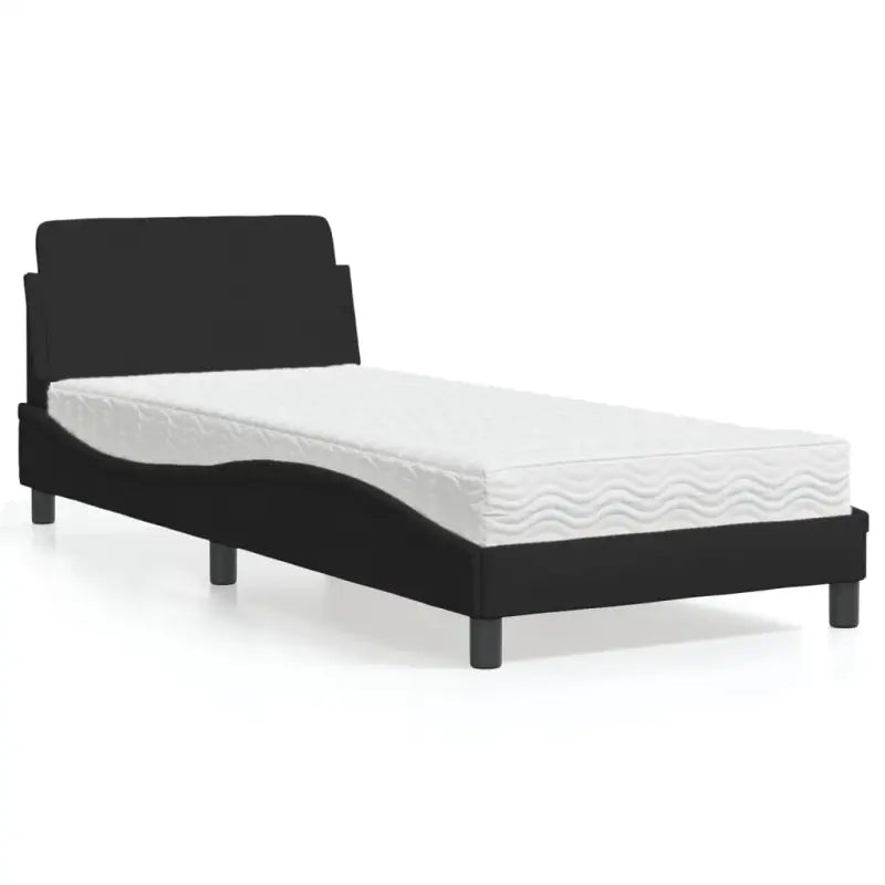 Bed met multiplex lattenbodem en 22D PU-schuim matras voor optimale slaap - Zwart / 90 x 190 cm - Bedden & bedframes