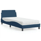 Bed met multiplex lattenbodem en 22D PU-schuim matras voor optimale slaap - Blauw / 90 x 190 cm - Bedden & bedframes