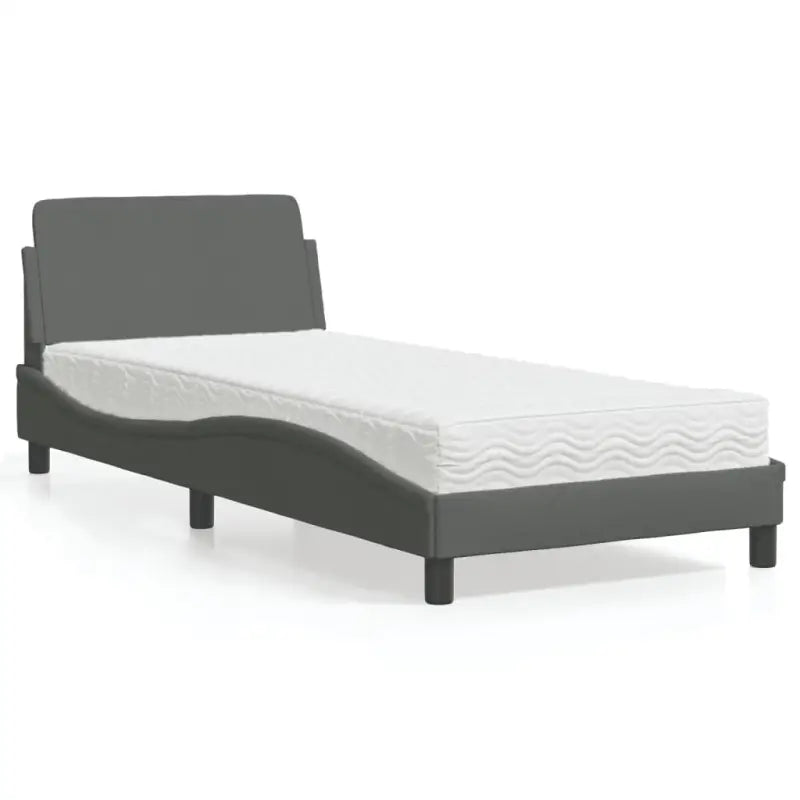 Bed met multiplex lattenbodem en 22D PU-schuim matras voor optimale slaap - Donkergrijs / 80 x 200 cm - Bedden &
