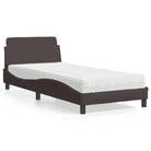 Bed met multiplex lattenbodem en 22D PU-schuim matras voor optimale slaap - Donkerbruin / 90 x 200 cm - Bedden &