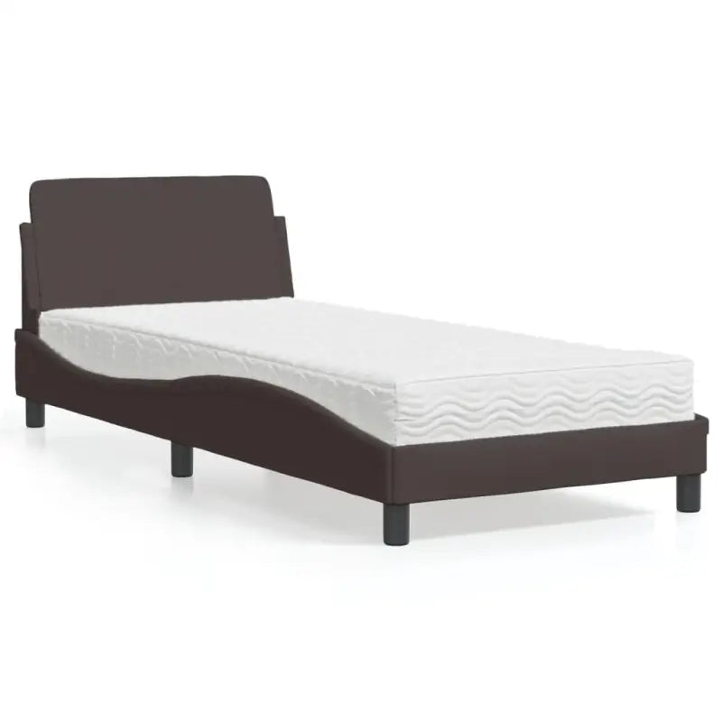 Bed met multiplex lattenbodem en 22D PU-schuim matras voor optimale slaap - Donkerbruin / 90 x 200 cm - Bedden &