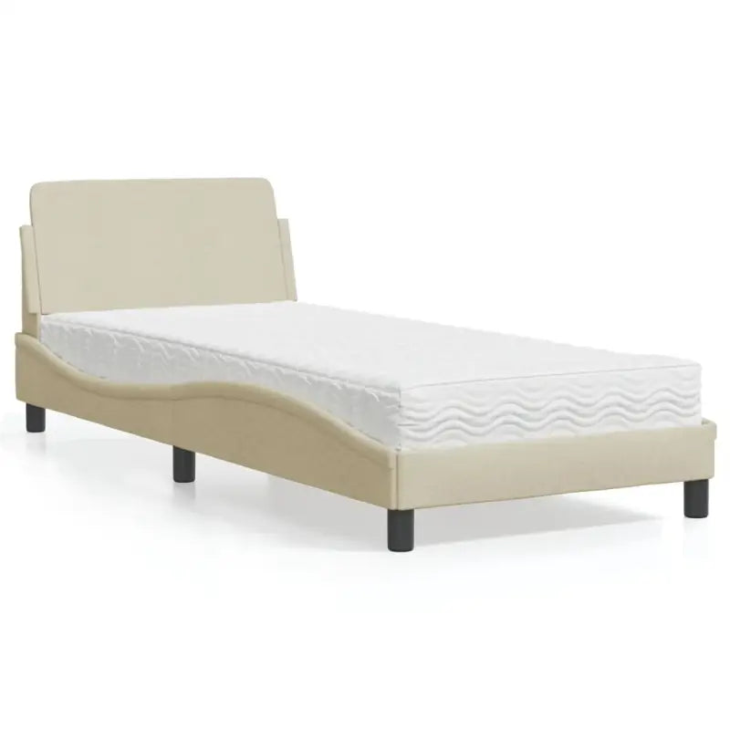 Bed met multiplex lattenbodem en 22D PU-schuim matras voor optimale slaap - Crème / 90 x 190 cm - Bedden & bedframes