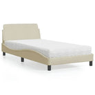 Bed met multiplex lattenbodem en 22D PU-schuim matras voor optimale slaap - Crème / 100 x 200 cm - Bedden & bedframes
