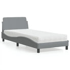 Bed met multiplex lattenbodem en 22D PU-schuim matras voor optimale slaap - Lichtgrijs / 90 x 190 cm - Bedden &