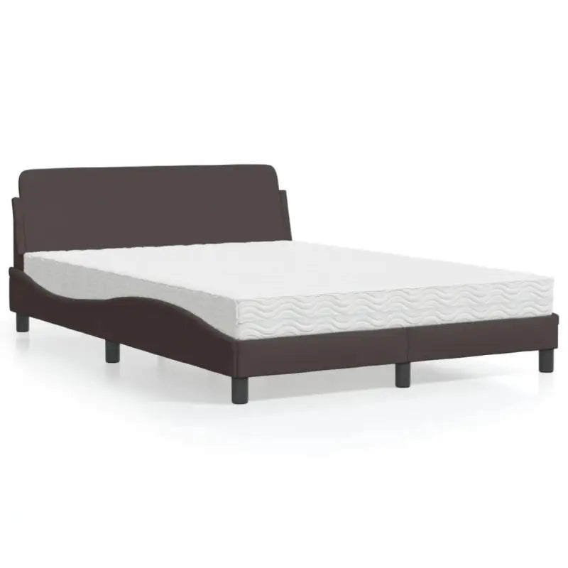 Bed met multiplex lattenbodem en 22D PU-schuim matras voor optimale slaap - Donkerbruin / 120 x 200 cm - Bedden &
