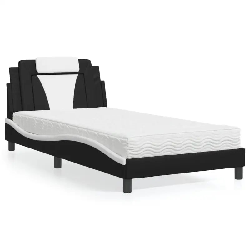 Bed met multiplex lattenbodem en 22d pu-schuim voor optimaal comfort - Zwart en wit / 100 x 200 cm - Bedden & bedframes