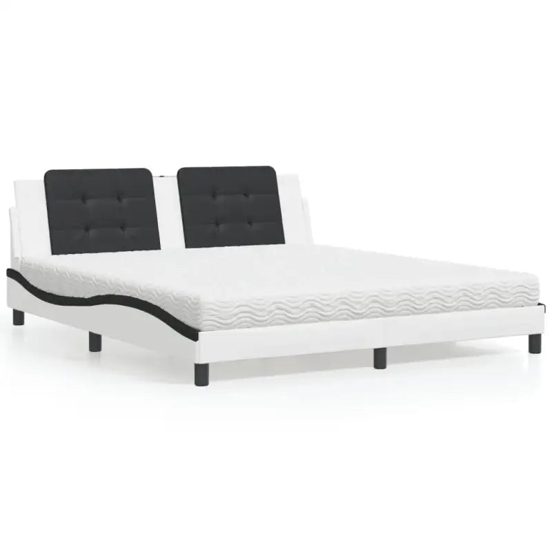 Bed met multiplex lattenbodem en 22d pu-schuim voor optimaal comfort - Wit en zwart / 180 x 200 cm - Bedden & bedframes