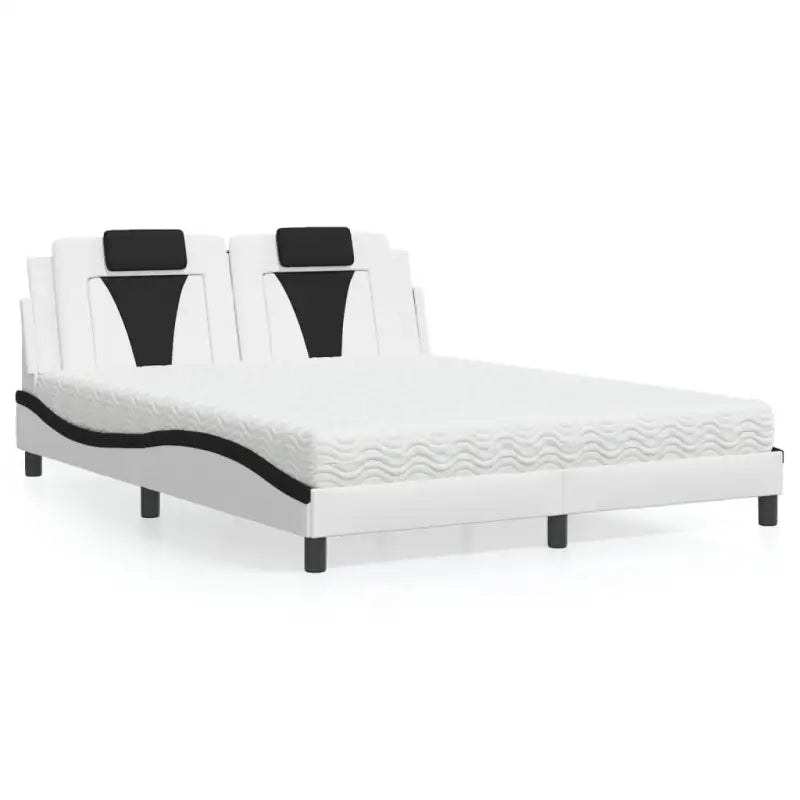 Bed met multiplex lattenbodem en 22d pu-schuim voor optimaal comfort - Wit en zwart / 160 x 200 cm - Bedden & bedframes