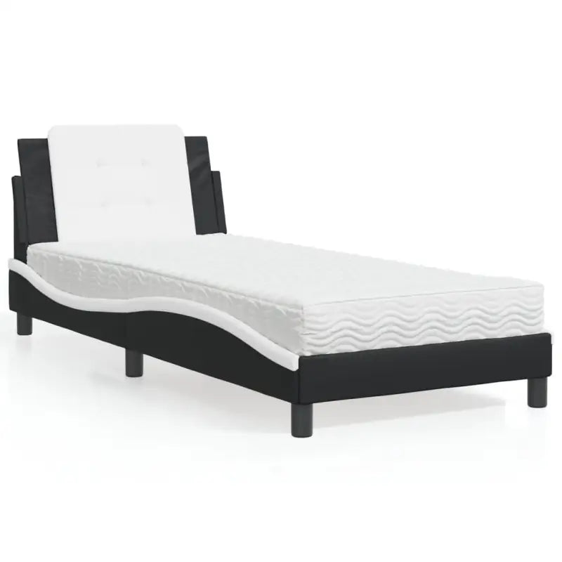 Bed met multiplex lattenbodem en 22d pu-schuim voor optimaal comfort - Zwart en wit / 100 x 200 cm - Bedden & bedframes